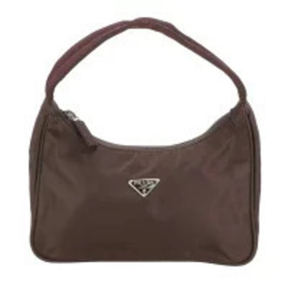 Prada Tessuto Triangle Pouch Brown